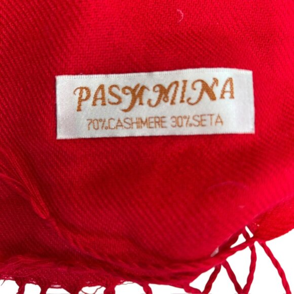 red cashmere silk pashmina shawl scarf HOLIDAY CHRISTMAS - Picture 2 of 6
